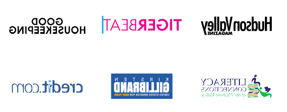 Logos of English internship locations: Hudson Valley Magazine, Tiger Beat, Good Housekeeping, Literacy Connections, Senator Kirsten Gillibrand’s Office, and Credit.com